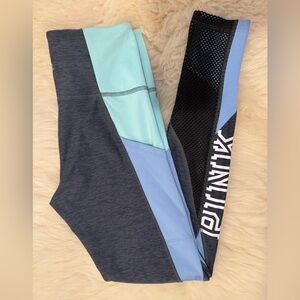 Victoria’s Secret PINK Ultimate Leggings Light Blue Green Black Mesh - Small